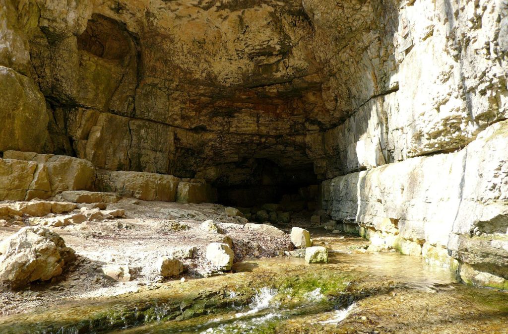 Eingang zur Falkensteiner Höhle bei normalem Wasserstand.