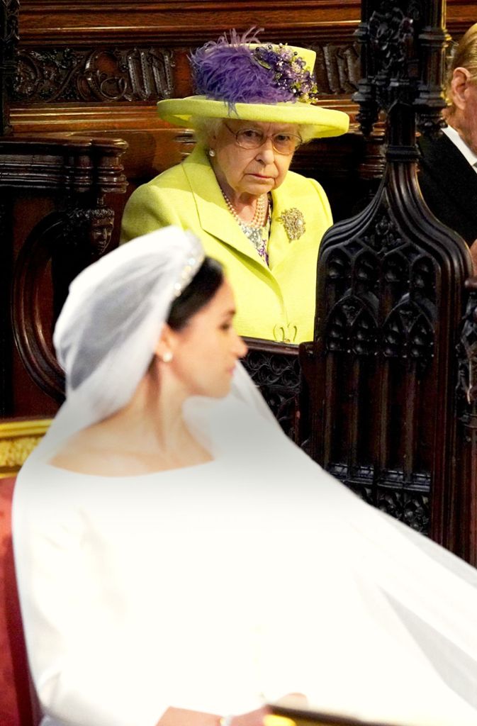 Eine der großen Fragen vor der Hochzeit: Wie steht die Queen zur Auserwählten ihres Enkels Harry? Bei der Trauung warf ihre Majestät der Braut noch kritische Blicke zu.
