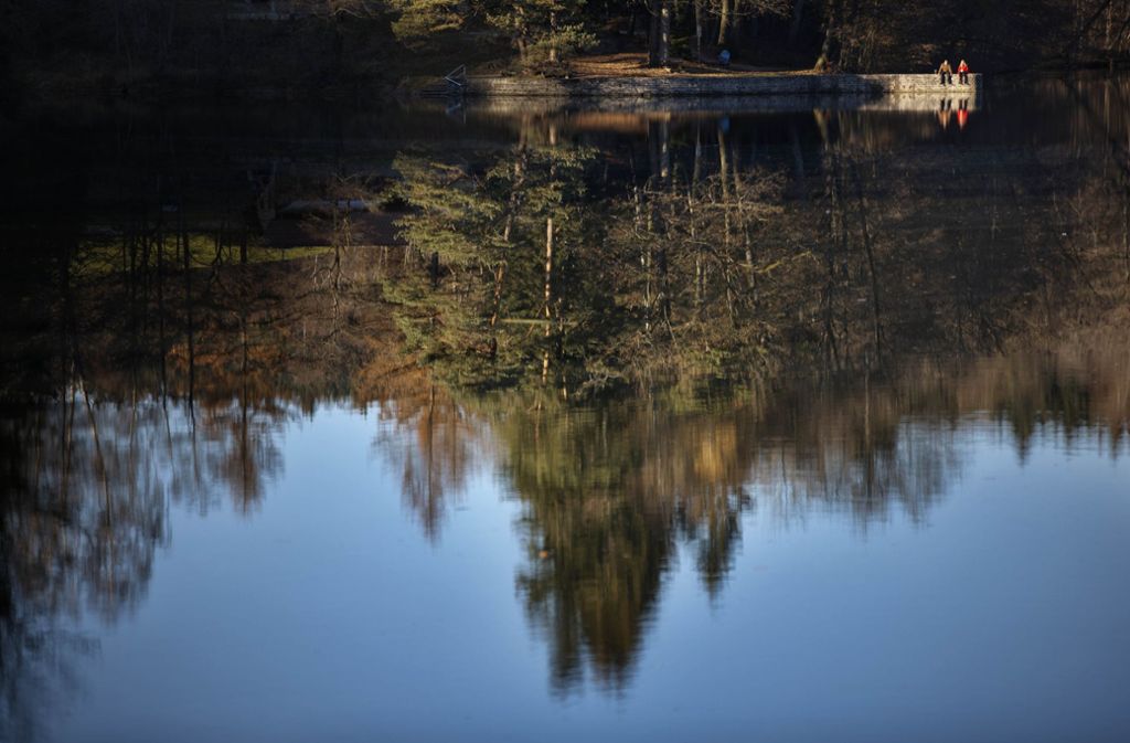 In den vielen Seen des Rems-Murr-Kreises (hier: Ebnisee) spiegeln sich die Herbstwälder.