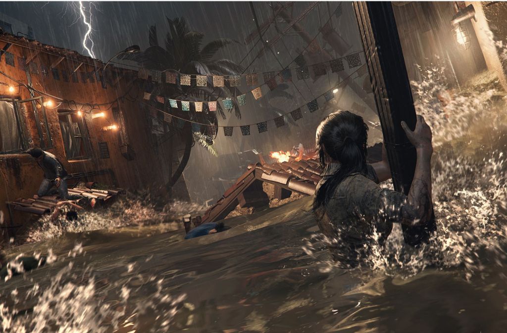 In Action-Sequenzen muss Lara Croft mehr als einmal ums Überleben kämpfen.