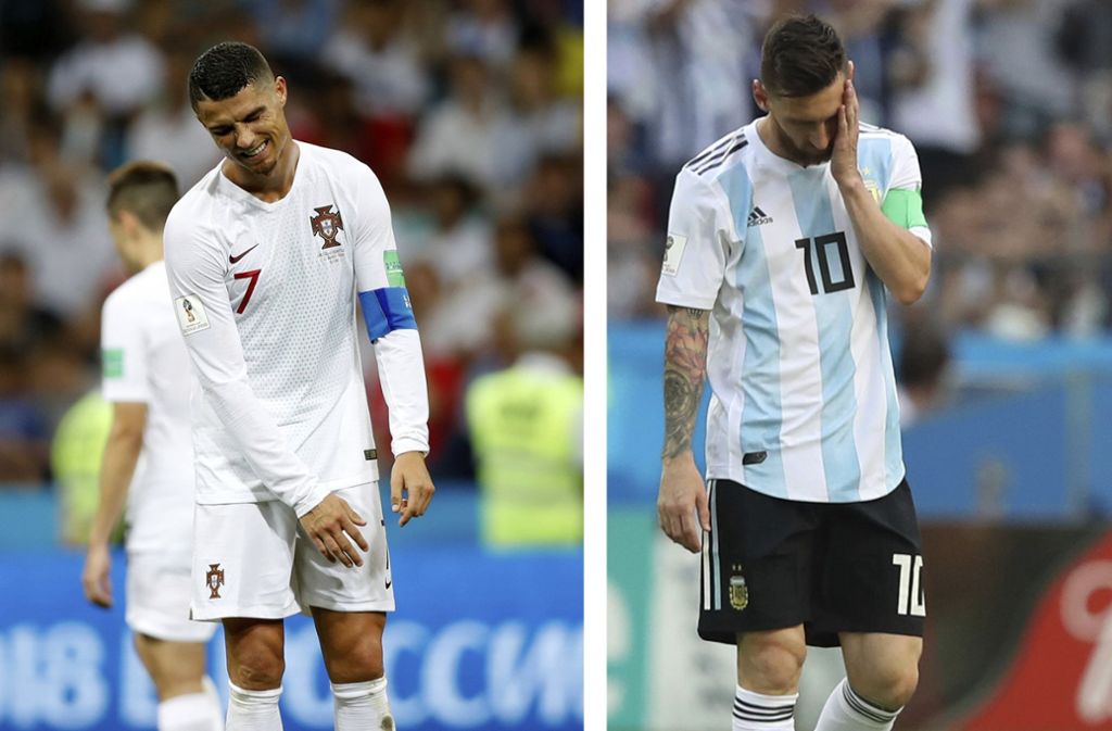 Au Backe, das schmerzt: Für die Superstars Cristiano Ronaldo (links) und Lionel Messi ist die WM beendet.
