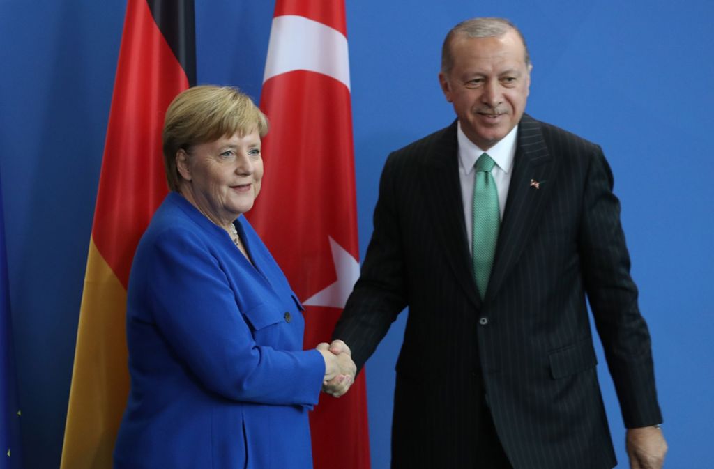 Angela Merkel traf sich zum Mittagessen mit dem umstrittenen Türkei-Präsidenten.