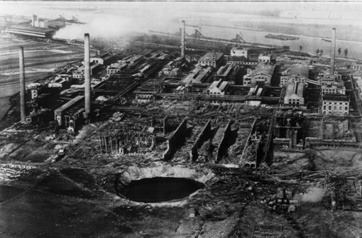 Das Archivbild von 1921 zeigt das Oppauer Werk der BASF nach der Explosionskatastrophe Foto: dpa/Bildfunk