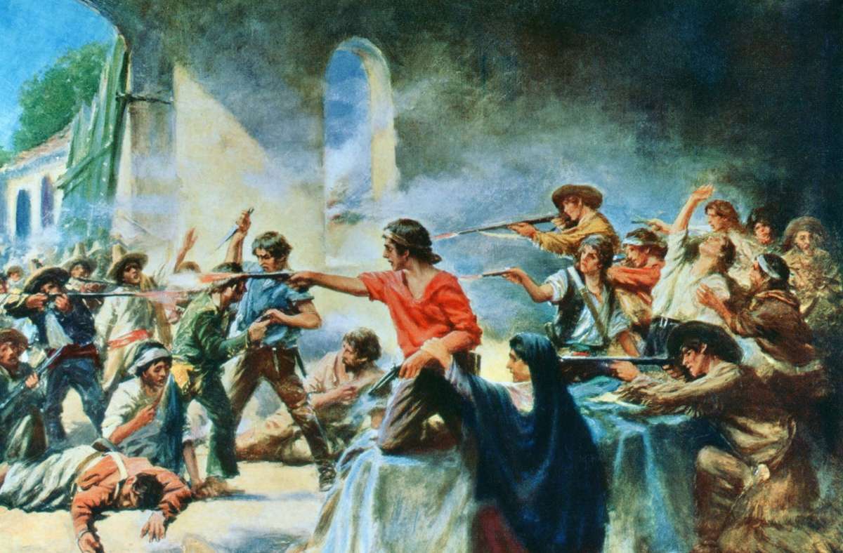 „The Battle of the Alamo“ wurde auch von Malern aller Güte oft und heroisch dargestellt.