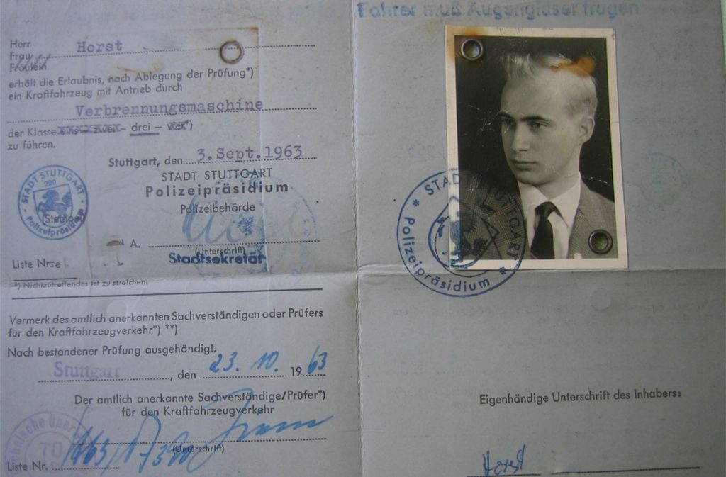 Horst G. hat seinen Führerschein 1963 in Stuttgart gemacht.