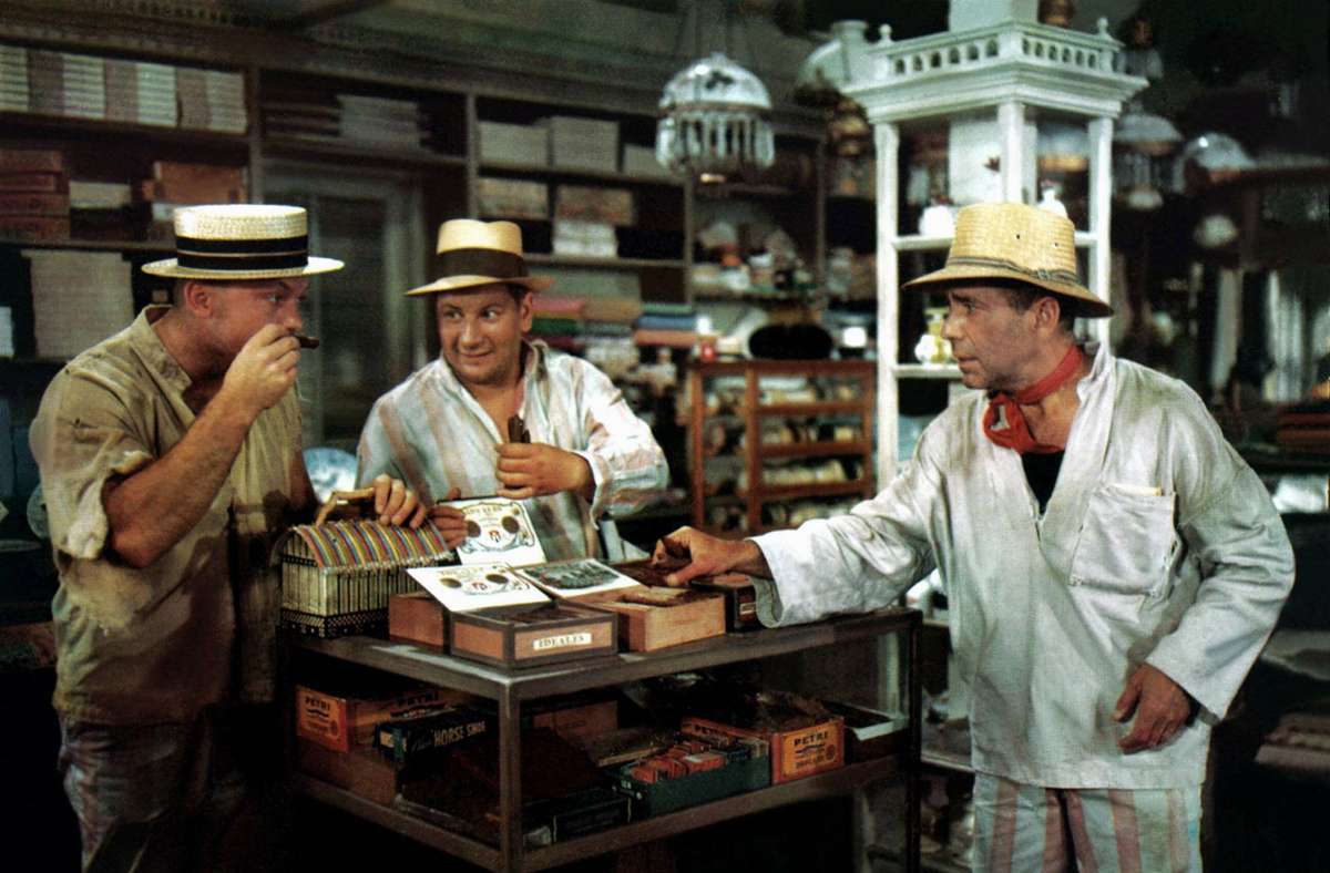 „Wir sind keine Engel (1955)“: Aldo Ray, Peter Ustinov, Humphrey Bogart (von links)