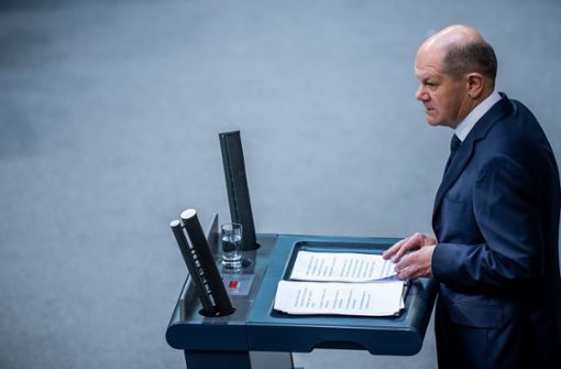 Bundeskanzler Scholz am Donnerstag im Bundestag Foto: dpa/Michael Kappeler