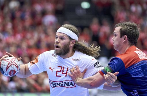 Zwei Superstars der Handball-EM: Dänemarks Mikkel Hansen (li.) und Norwegens Sander Sagosen. Foto: imago/Claus Bonnerup