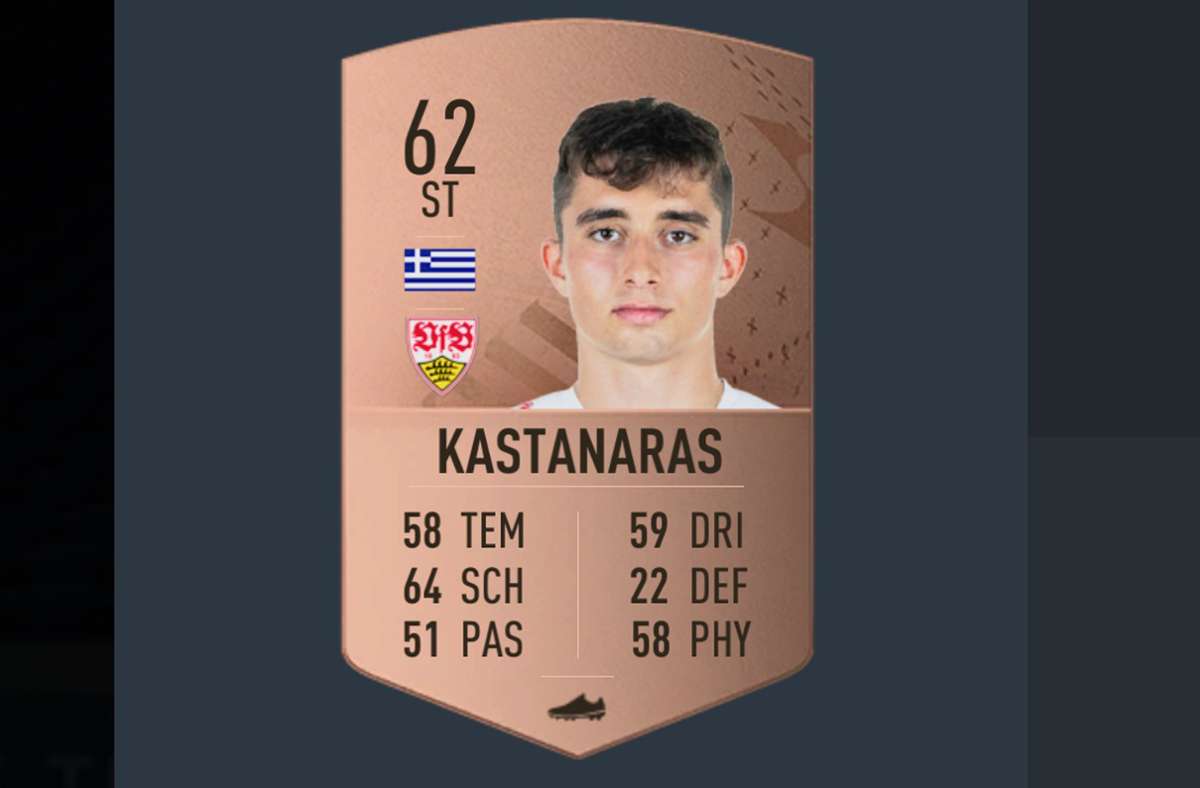 Stürmer Thomas Kastanaras läuft bei Fifa 23 mit einem Wert von 62 auf.