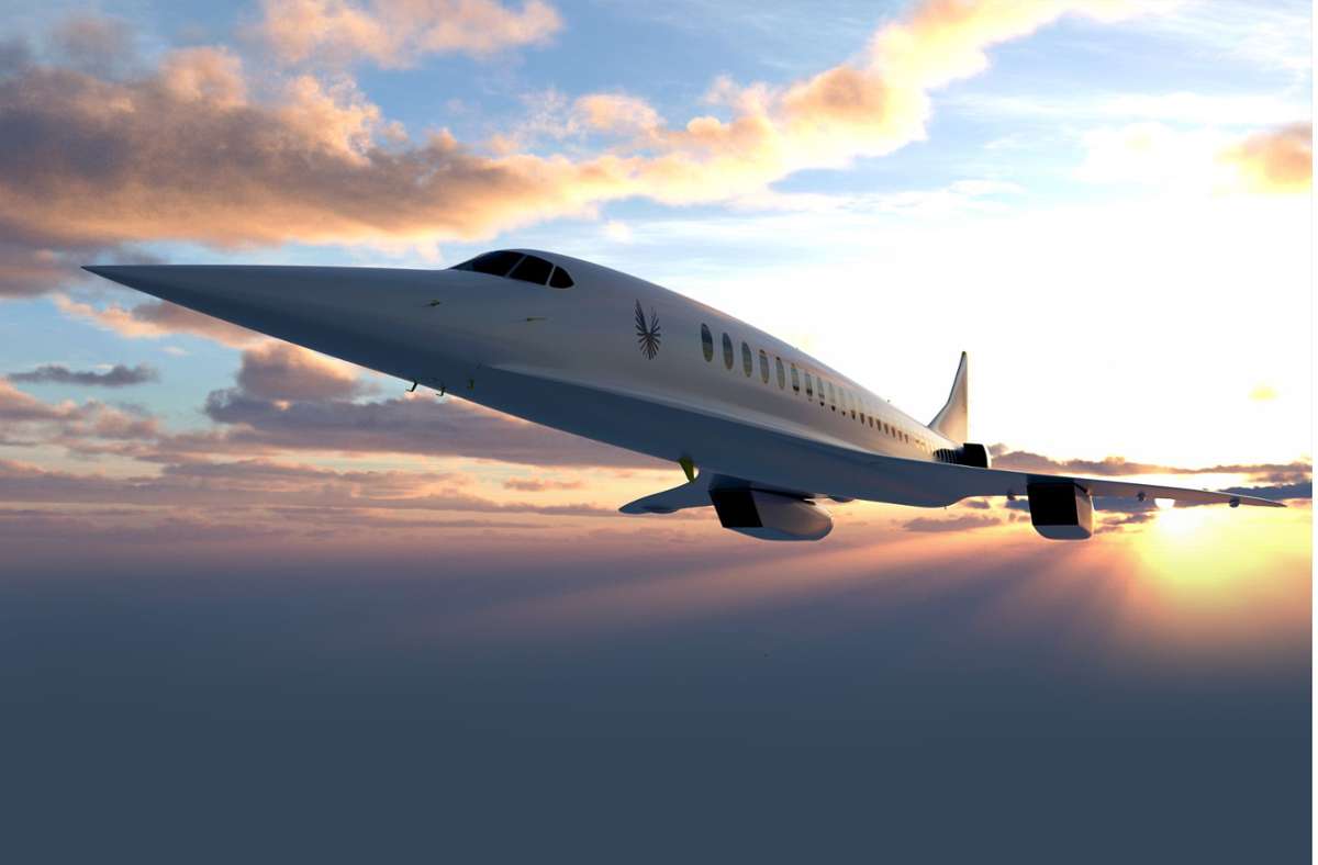 Der von dem 2014 gegründeten Start-up Boom entwickelte Jet namens „Overture“ soll wie die Concorde mit etwa Mach 2,2 fliegen und 55 Passagieren Platz bieten.