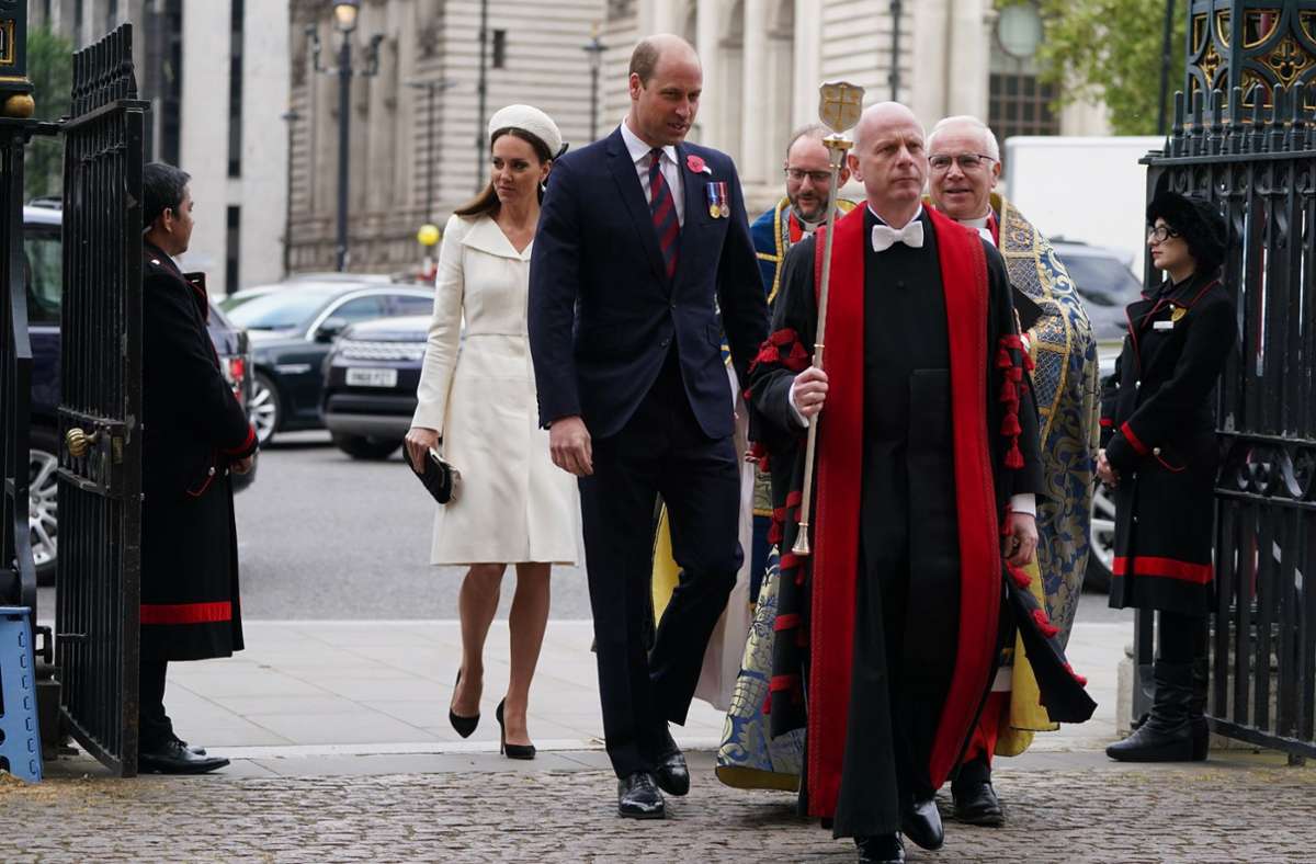 Das royale Paar bei der Ankunft in der Westminster Abbey