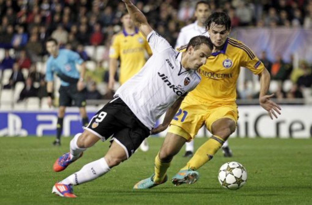 Ebenfalls auf Platz 11: Roberto Soldado (vorne, Spanien) vom FC Valencia, 4 Tore