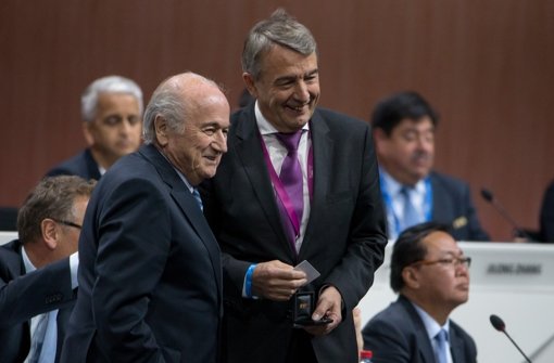 DFB-Präsident Wolfgang Niersbach (rechts) und Fifa-Präsident Sepp Blatter Foto: Getty Images Europe