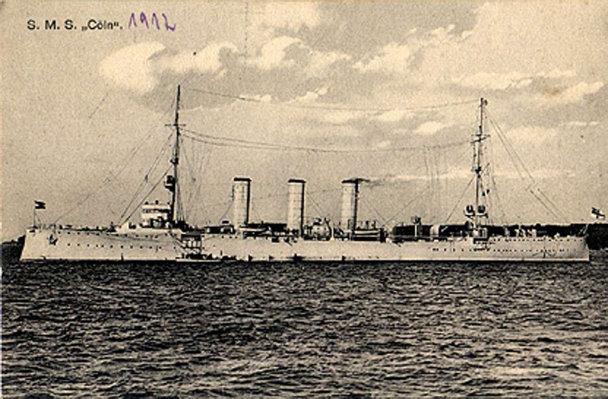 SMS Cöln: Der Kleine Kreuzer der deutschen Kaiserlichen Marine wurde ebenfalls bei Helgoland von der Royal Navy versenkt.