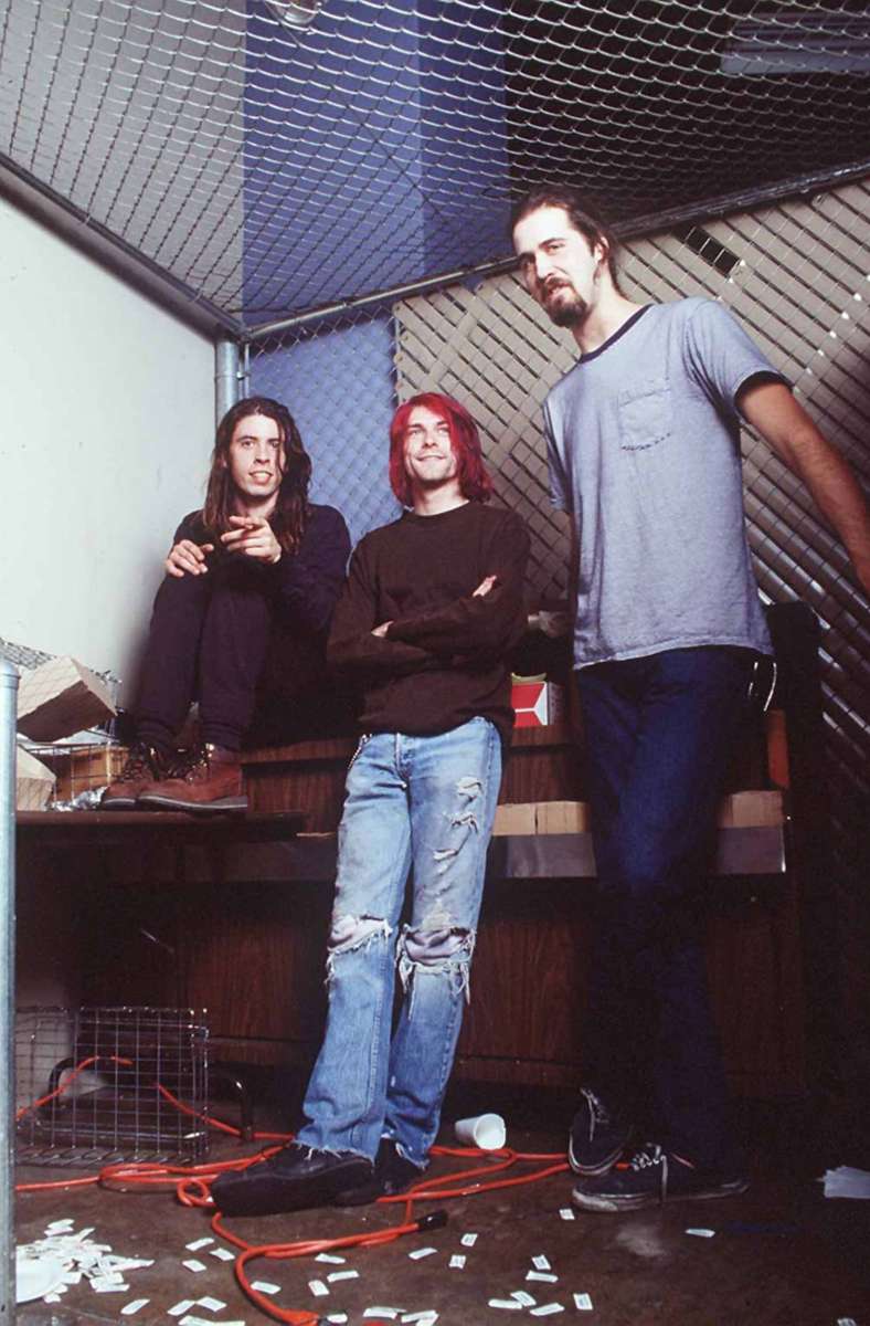 Nirvana 1991(v.l.n.r.): Schlagzeuger Dave Grohl, Sänger Kurt Cobain und Bassist Krist Novoselic