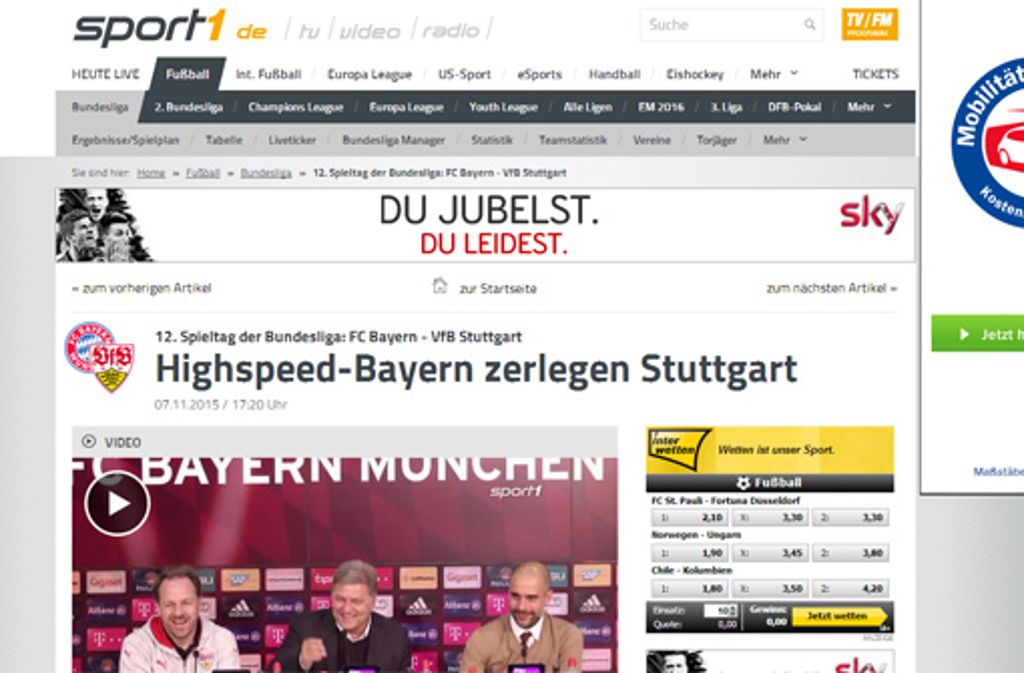 Das Portal Sport1 schreibt von Highspeed-Bayern.