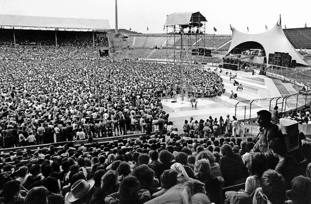 1976 spielten die Stones im Neckarstadion in Stuttgart.