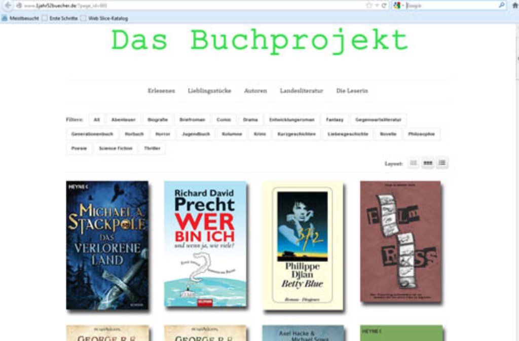 Jede Woche ein Buch: In einem Blog schreibt Eva Reitenbach seit September 2011 über die Bücher, die sie gelesen hat. Seit ...