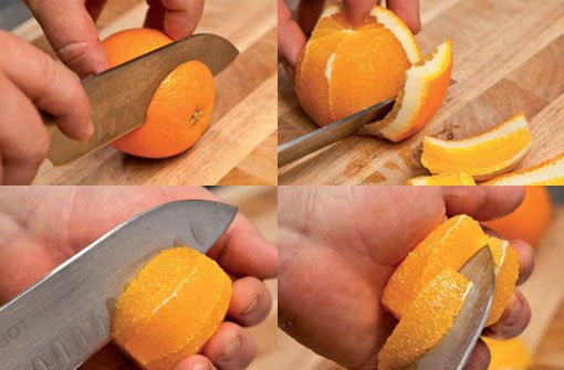 Bereits mit einigen wenigen gekonnten Handgriffen lässt sich eine Orange filetieren.