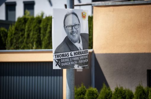 In Berglen hatte Thomas Hornauer nicht offiziell kandidiert – Plakate hängte er trotzdem auf. Foto: Gottfried Stoppel/l