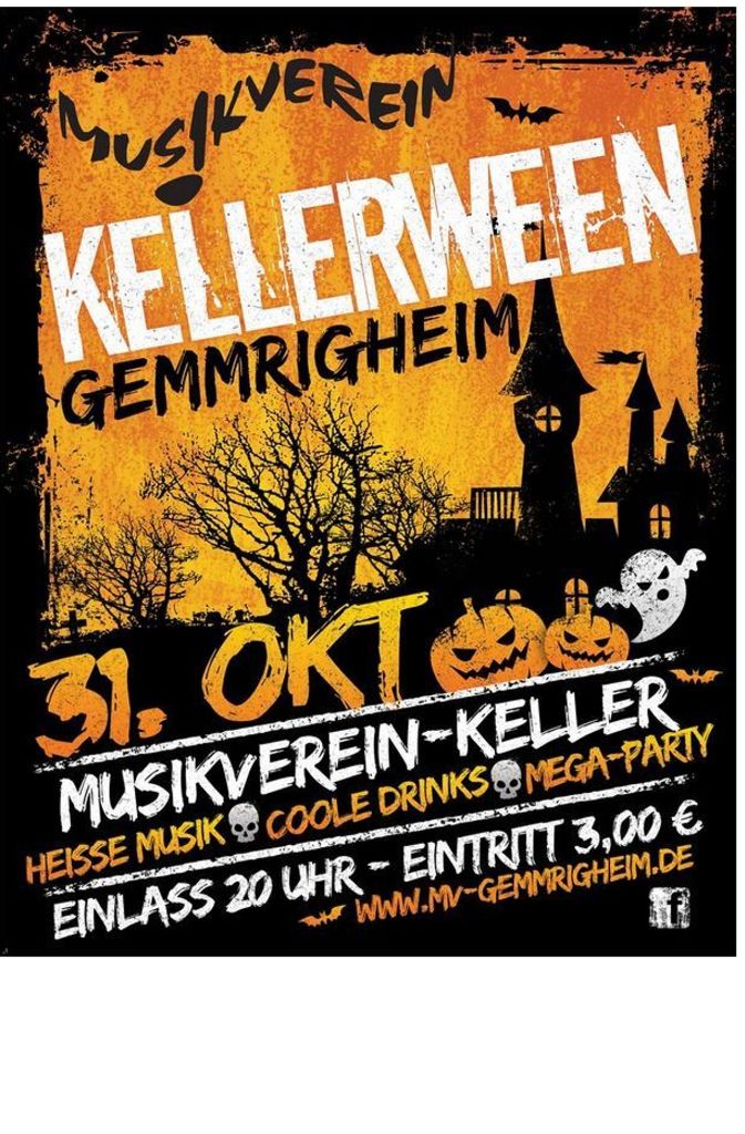 Der Musikverein Gemmrigheim lädt zum „Kellerween“. Einlass ist ab 20 Uhr. Der Eintritt kostet 3 Euro.