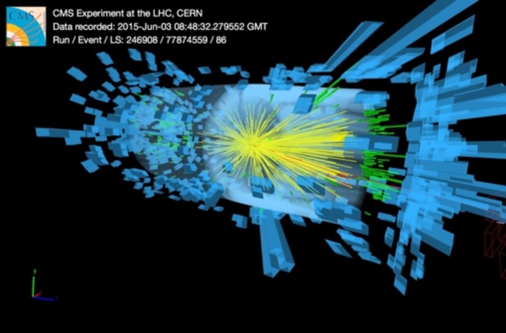 Im Detektor CMS des Beschleunigers LHC kollidieren erstmals Teilchen mit einer Gesamtenergie von 13 Teraelektronenvolt. Das ist Rekord. In einer Bildergalerie geben wir Einblicke in die Arbeit der Physiker. Foto: Cern
