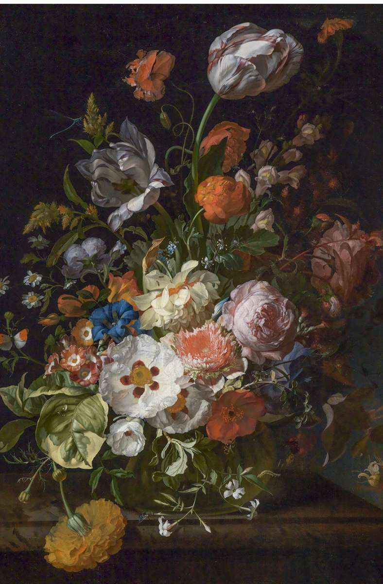 In der Kunsthalle Karlsruhe kann man auch das Stillleben „Blumenstrauß“ aus dem Jahr 1715 entdecken, gemalt von einer Künstlerin des 18. Jahrhunderts: Rachel Ruysch.