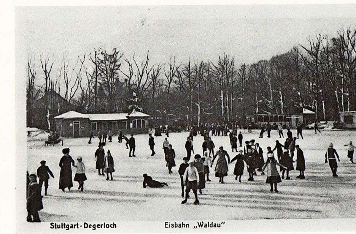 Die beliebte Eisbahn auf der Waldau im Jahr 1910.