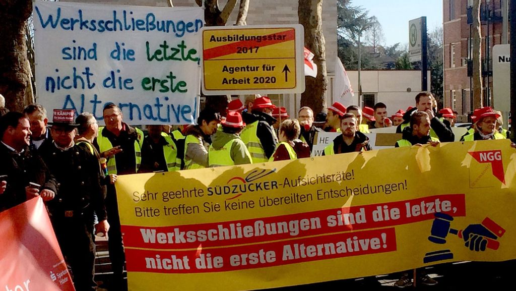 Protest bei Südzucker in Mannheim: Mitarbeiter fürchten um ihre Jobs
