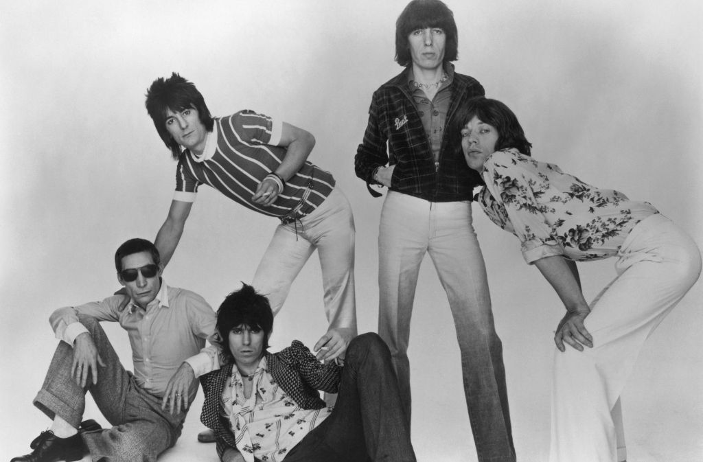 Die Band 1976 in (fast) derselben Besetzung wie heute (Von links nach rechts): Charlie Watts, Ron Wood, Keith Richards, Bill Wyman und Mick Jagger.