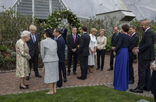 Empfang der Queen im Rahmen des G7-Gipfels im englischen Cornwall. Foto: dpa/Jack Hill