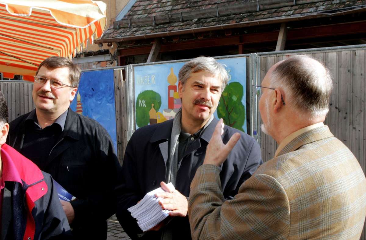 Zierock (Mitte) im Jahr 2004 im OB-Wahlkampf.