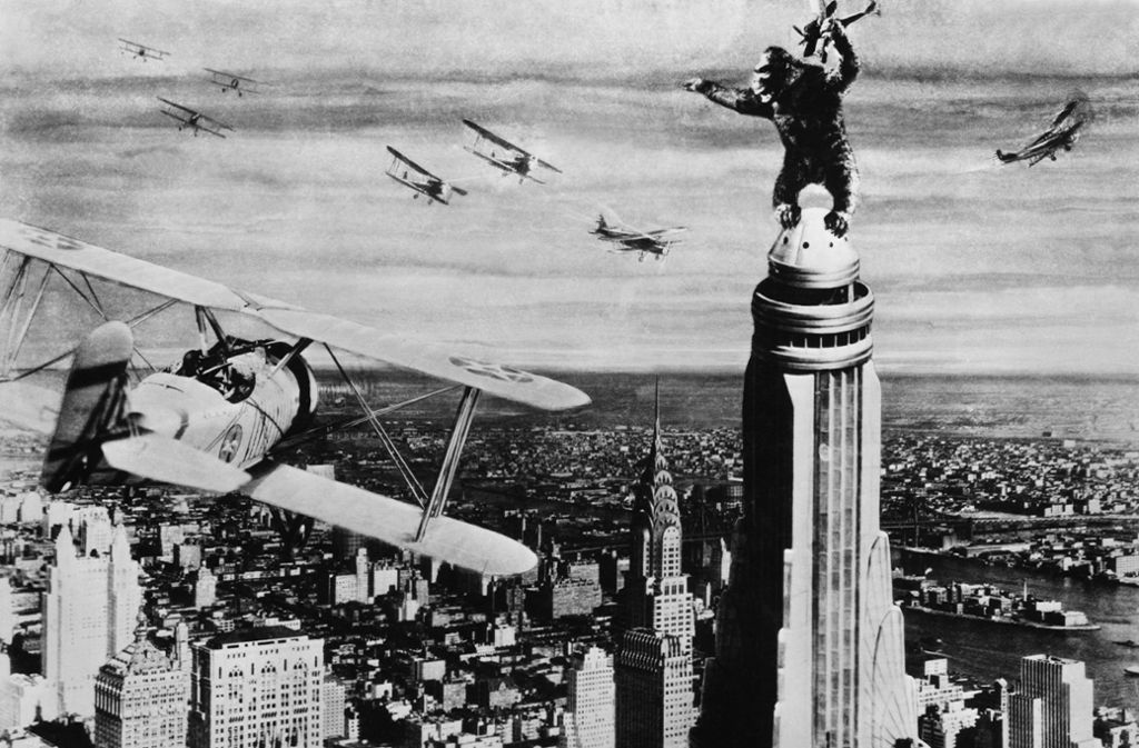 Der berühmteste Gast des Empire State Buildings: King Kong (Szene aus dem US-Spielfilm „King Kong und die weiße Frau“ aus dem Jahr 1933).