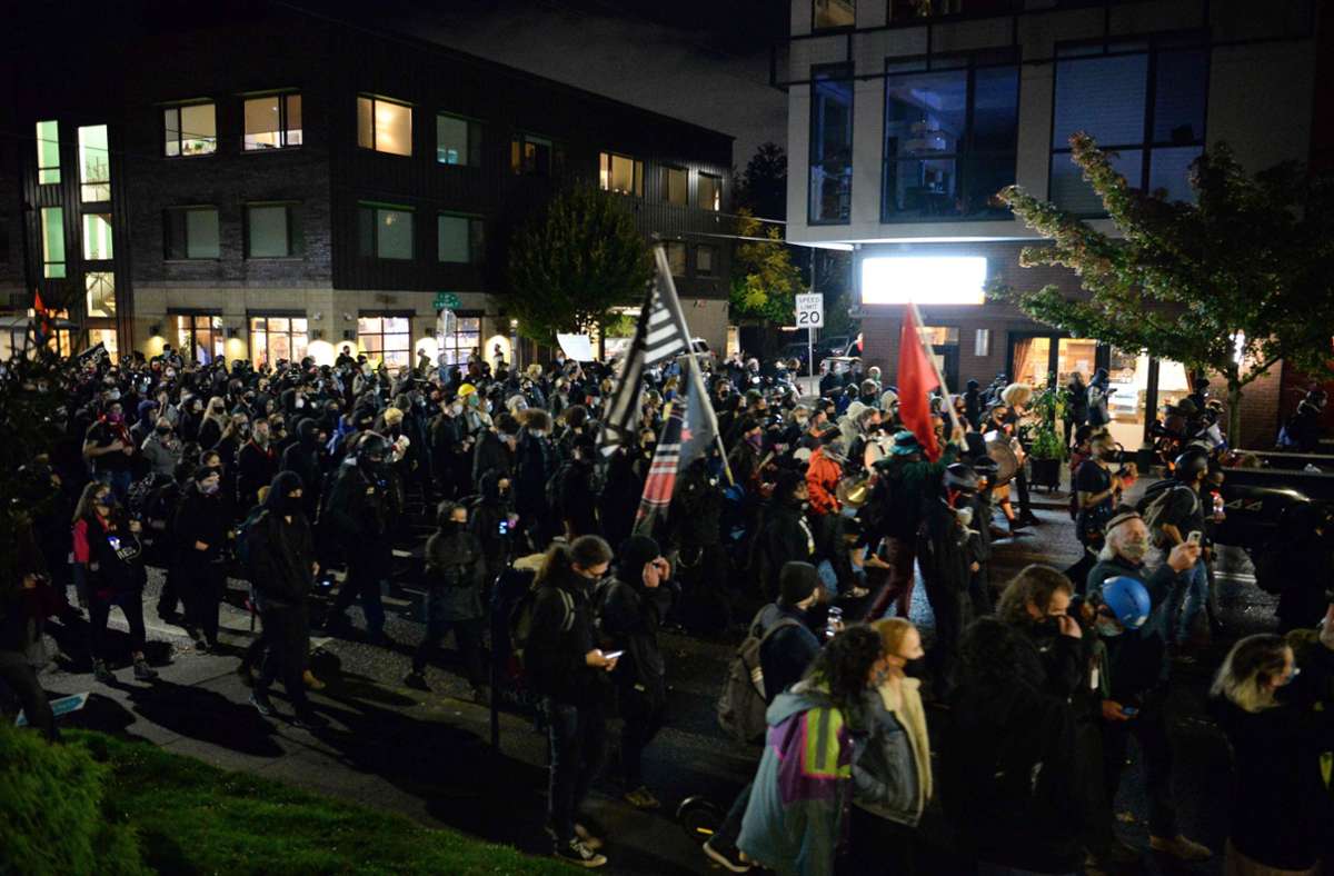 Die Wahlnacht wurde von Protestmärschen begleitet – wie hier in Portland.