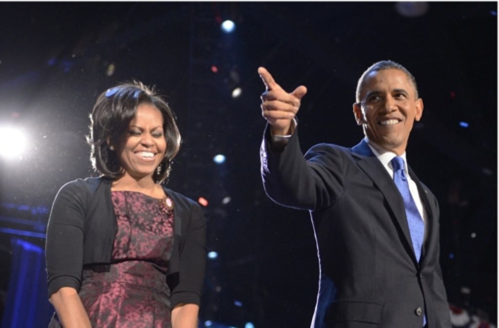 Er bleibt Präsident: Barack Obama mit First Lady Michelle Obama.