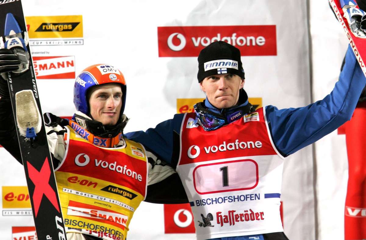 2006: Doppelsieg für die punktgleichen Jakub Janda (Tschechien/li.) und Janne Ahonen (Finnland)