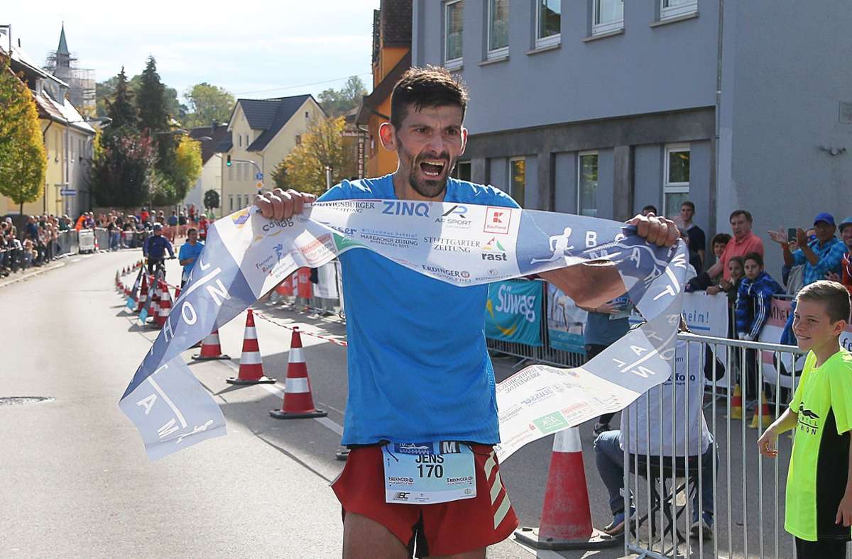 Ein echter Finisher: Marathonsieger Jens Santruscheck