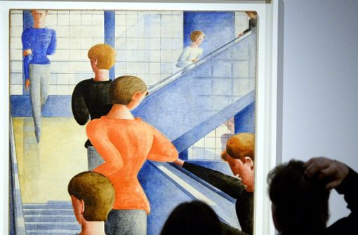 Oskar Schlemmers „Bauhaustreppe“ (1932) in der Ausstellung  „Oskar Schlemmer – Visionen einer neuen Welt“ in der Staatsgalerie Stuttgart 2014. Foto: dpa/Bernd Weißbrod