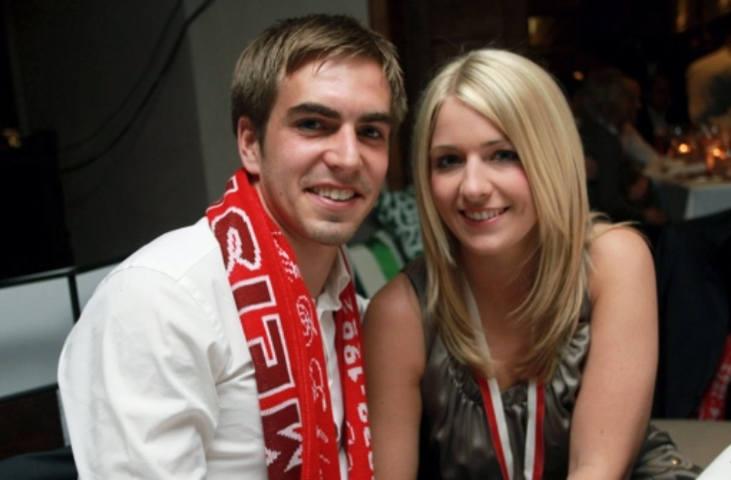Auf der Bayern-Meisterfeier 2010 mit seiner heutigen Ehefrau Claudia.