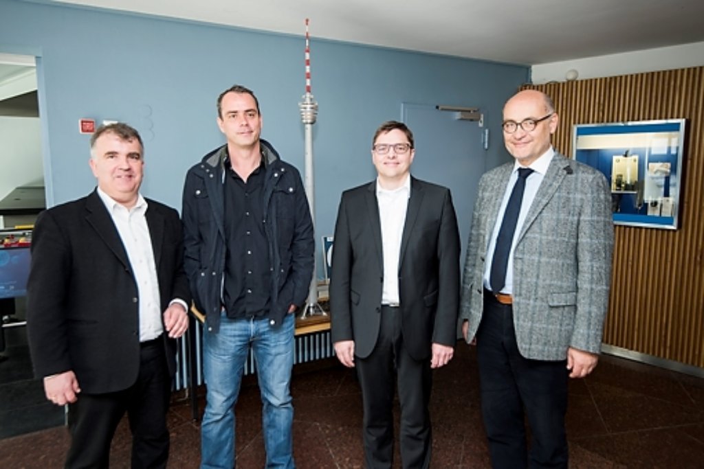 Daniel Feil, Freier Architekt; Kai Krümmel, Architekt / SWR; Udo Kirchner, Gutachter Brandschutz (hk-brandschutz.de); Siegfried Dannwolf, Geschäftsführer SWR Media Service (von links).