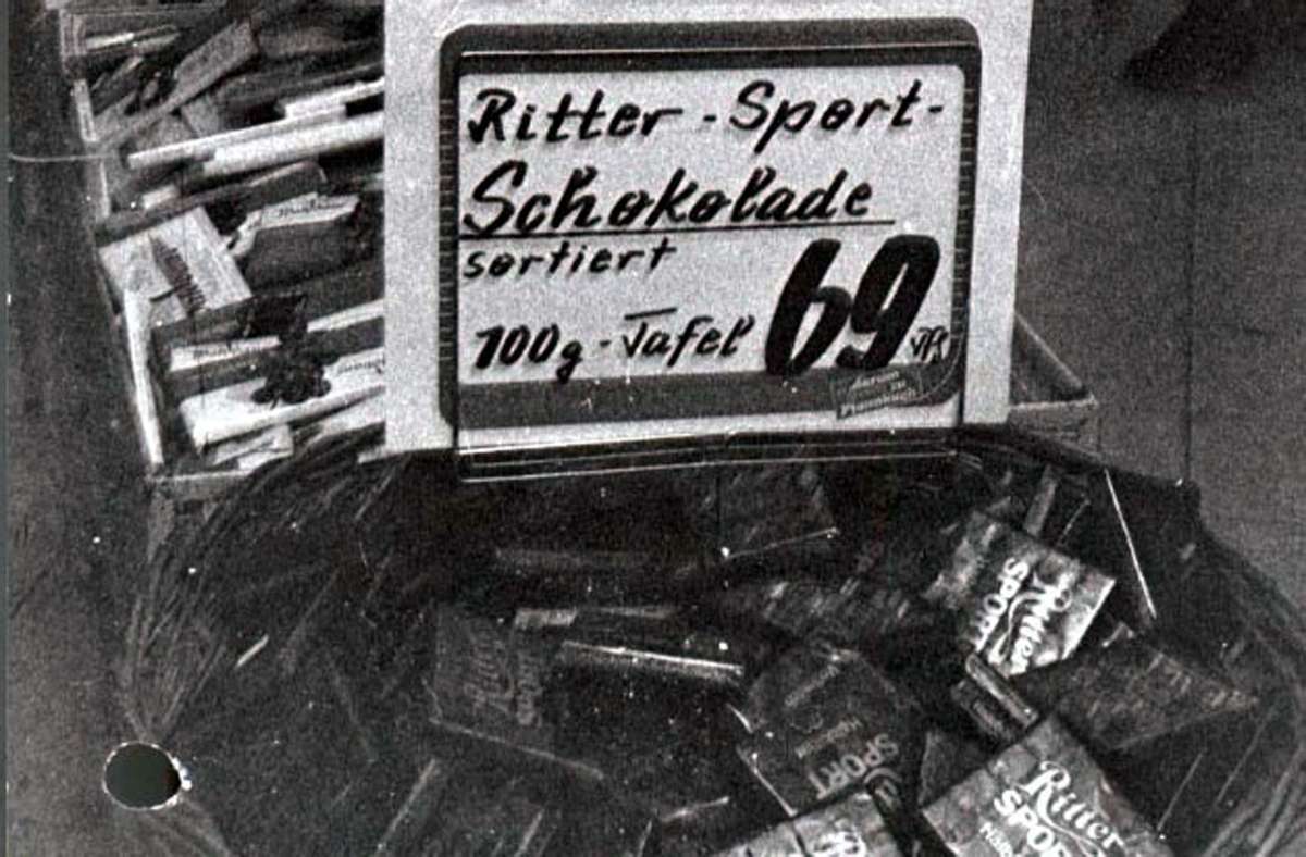 Eine Tafel Ritter-Sport-Schokolade kostete anno 1968 noch 69 Pfennige.