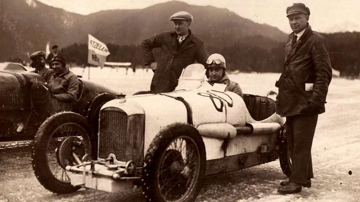 MSC-Rennfahrer Willy Briem in den 1930er-Jahren beim Eisrennen auf dem Titisee