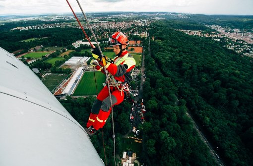 Nichts für schwache Nerven: Abseilen am Stuttgarter Fernsehturm. Foto: 7aktuell.de/Gerlach