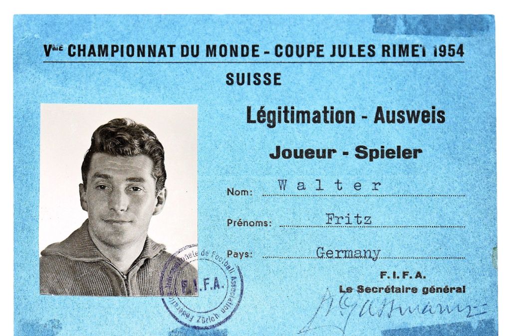 Fritz Walters Spielerausweis bei der WM in Bern