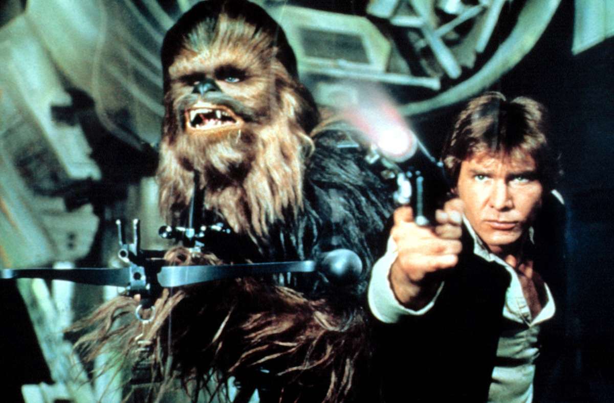 „Star Wars“ (George Lucas, 1977): Harrison Ford als Han Solo mit seinem Partner Chewbacca