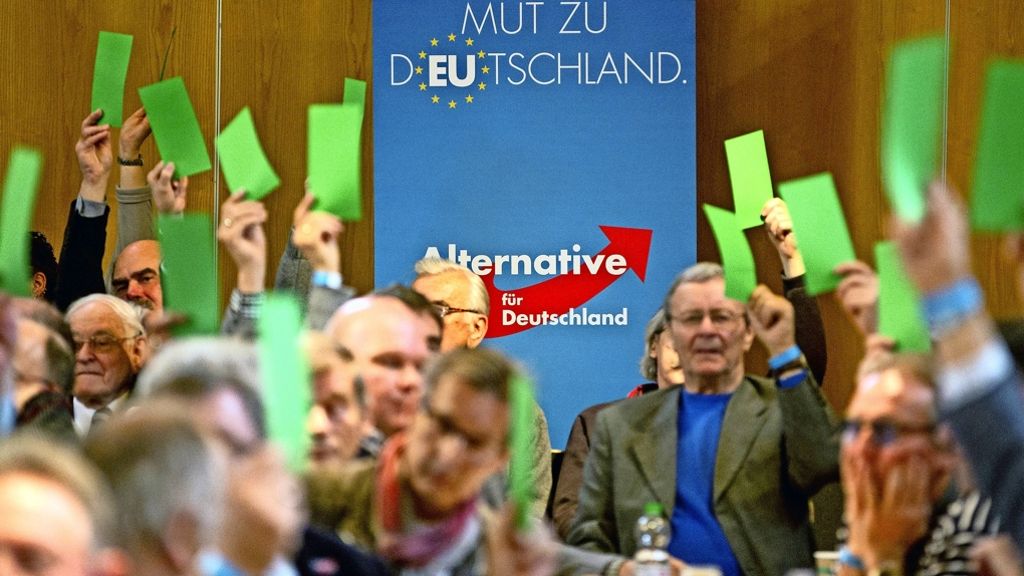  Die Delegierten in Stuttgart verströmen eine Euphorie, die auf deutschen Parteitagen eher selten geworden ist. Im Habitus eher bürgerlich als radikal, machen sie aus ihrer Verachtung für das etablierte politische System keinen Hehl. 