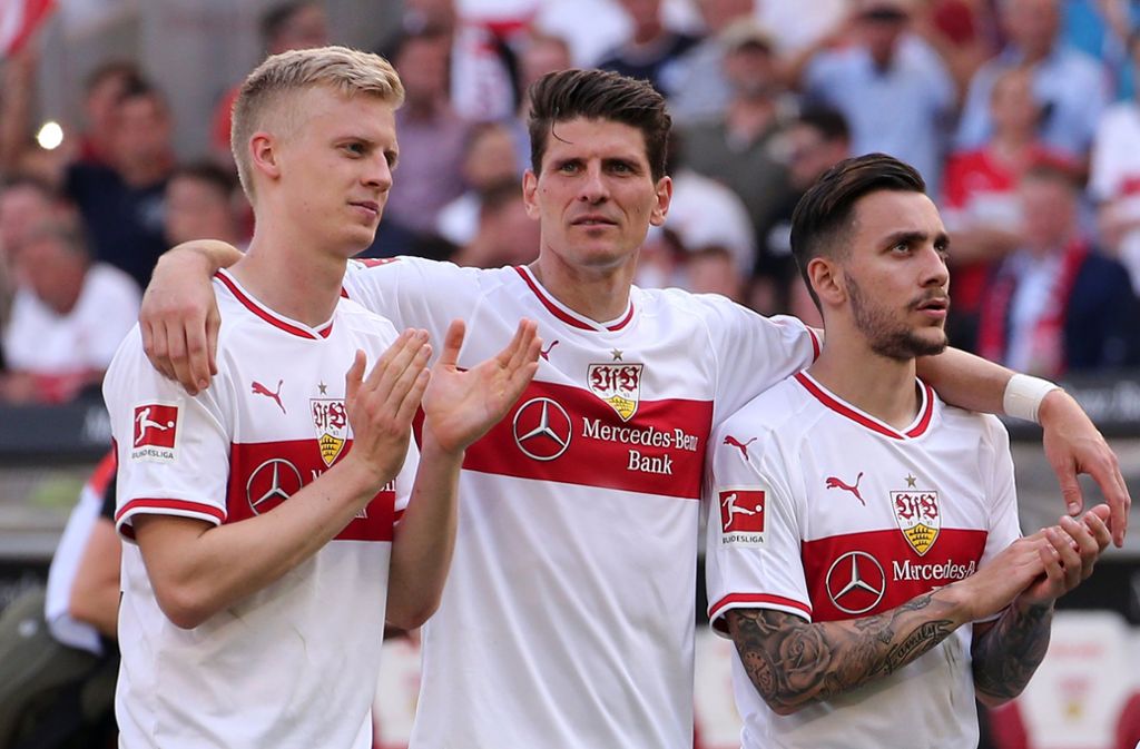 Timo Baumgartl, Mario Gomez und Anastasios Donis (von links) sind zum Saisonauftakt mit dem VfB beim FSV Mainz 05 gefordert.