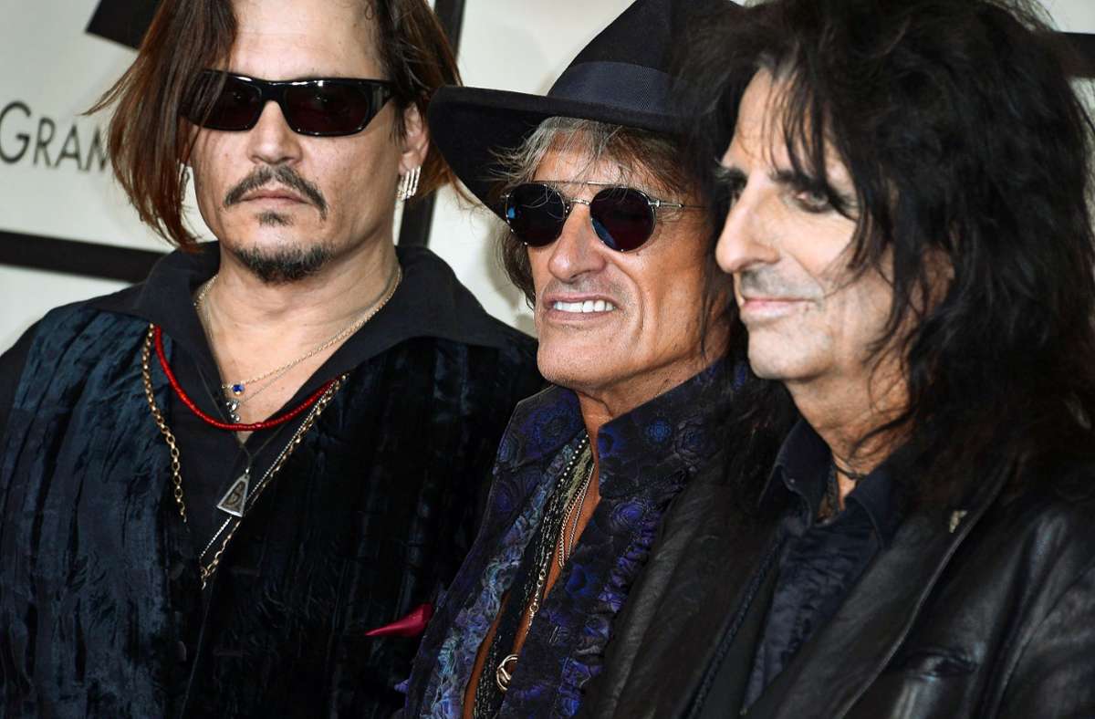 Hollywood Vampires mit Johnny Depp, Joe Perry und Alice Cooper (v. li.)