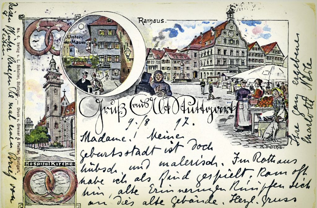 „Madame! Meine Geburtststadt ist doch hübsch und malerisch“, ist 1897 auf diese Karte geschrieben worden.