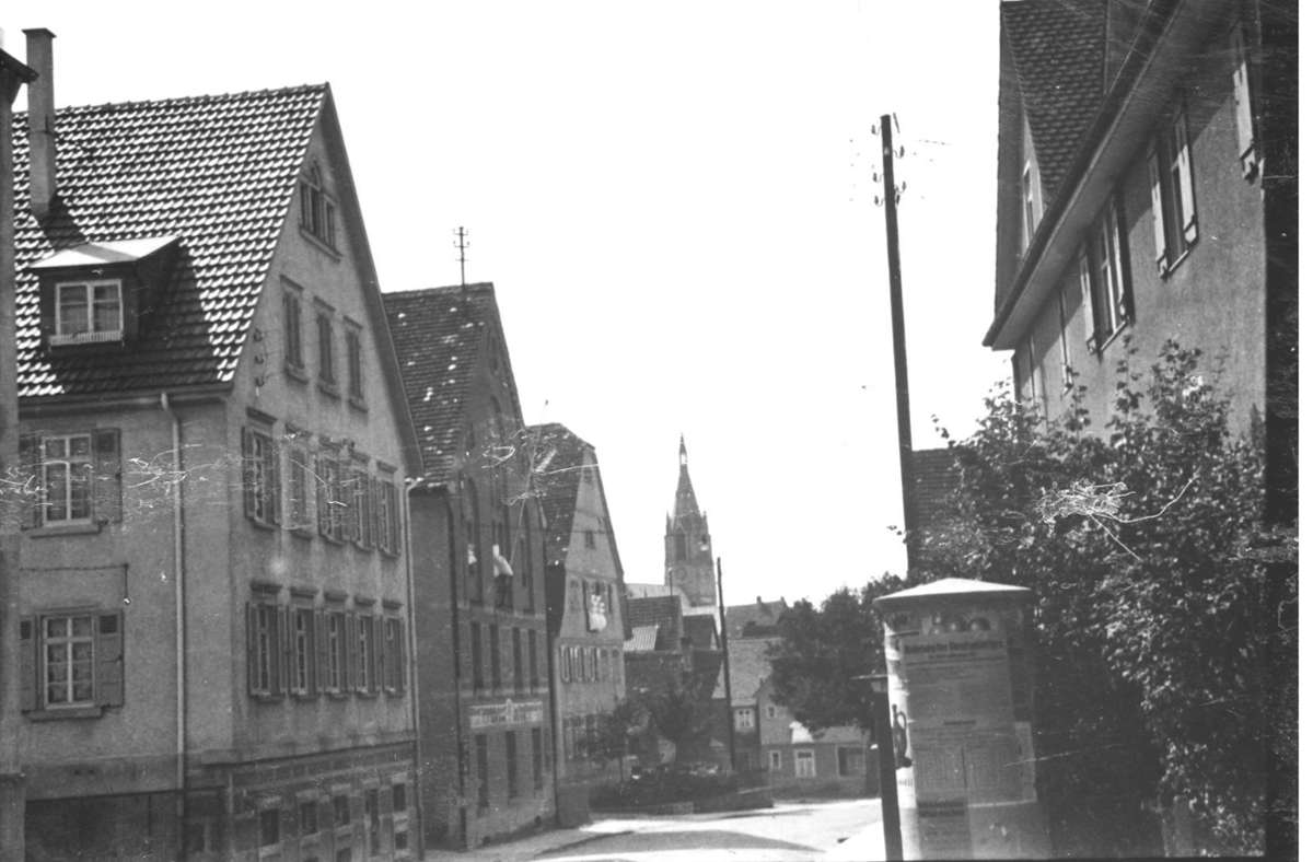 Mit Litfaßsäule: Möhringen 1942